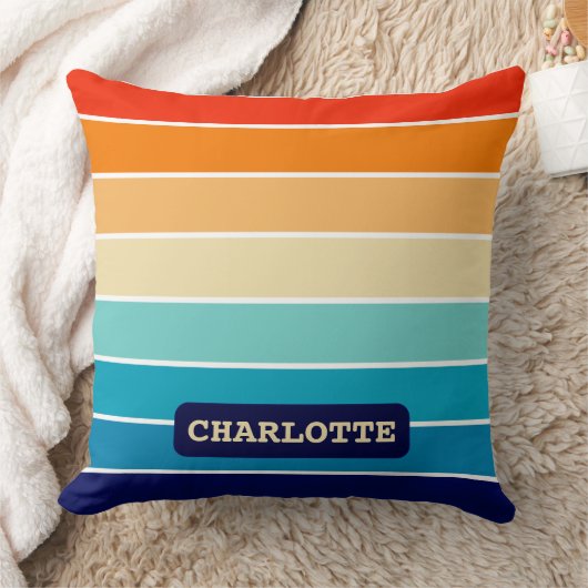 70s Rainbow Stripes クッション (ブランケット)