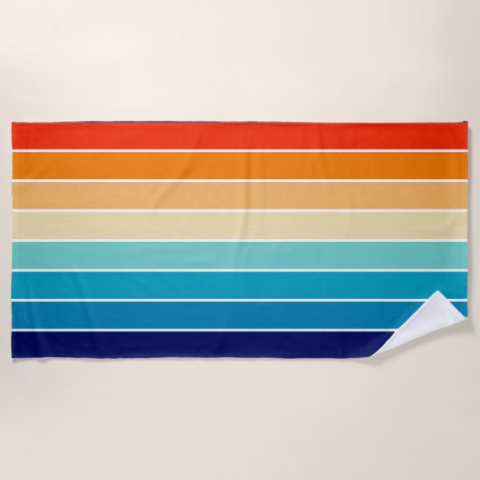 70s Rainbow Stripes ビーチタオル (正面)