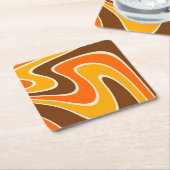 70s Retro Abstract Lava Design スクエアペーパーコースター (アングル)