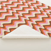 70s retro brown and pink wave pattern  シェルパブランケット (3/4)
