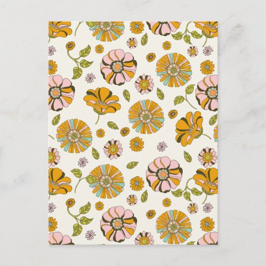70's Retro Floral Pattern ポストカード (正面)