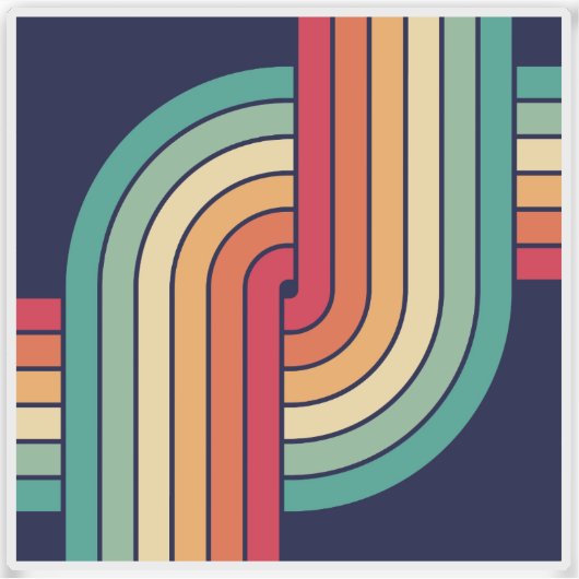 70s Retro Geometric Design シール (正面)