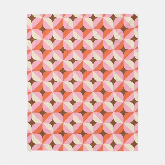 70s Retro Geometric Vintage Pattern フリースブランケット (正面)