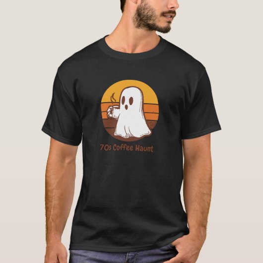 70s Retro Ghost Coffee Haunt Tシャツ (正面)