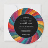 70s Retro Orange Red Teal Wedding Invitation (正面)