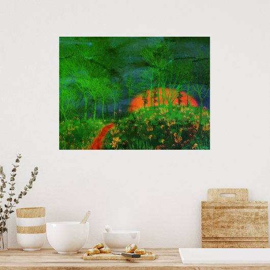 70's Retro Painted Landscape Poster ポスター (キッチン)