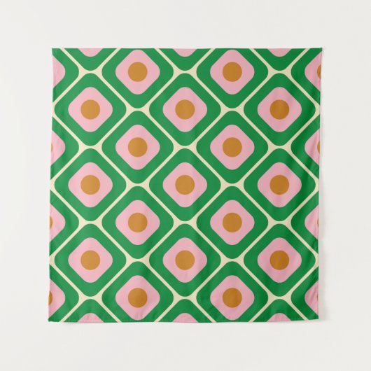70's Retro Seamless Pattern. 60s and 70s Aesthetic タペストリー (正面)