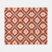 70s Retro Seamless Pattern in Orange, Brown, Pin フリースブランケット (正面(横))