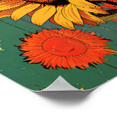 70s Retro Sunflower with Glasses Pop Art ポスター (角)