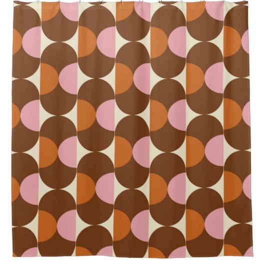 70s retro vintage pattern backgroundvintage, geome シャワーカーテン (正面)