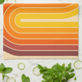 70s Retro Vintage Style Geometric Design キッチンタオル (折り畳み)