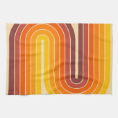 70s Retro Vintage Style Geometric Design キッチンタオル (横)