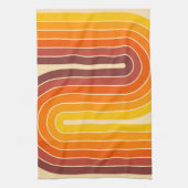 70s Retro Vintage Style Geometric Design キッチンタオル (縦)