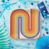 70s Retro Vintage Style Geometric Design ペーパープレート (パーティー)