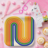 70s Retro Vintage Style Geometric Design ペーパープレート (パーティー)