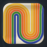 70s Retro Vintage Style Geometric Design ペーパープレート<br><div class="desc">Colorful 1970s Style Retro Vintage Geometric Design.</div>