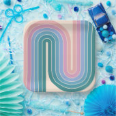 70s Retro Vintage Style Geometric Design ペーパープレート (パーティー)