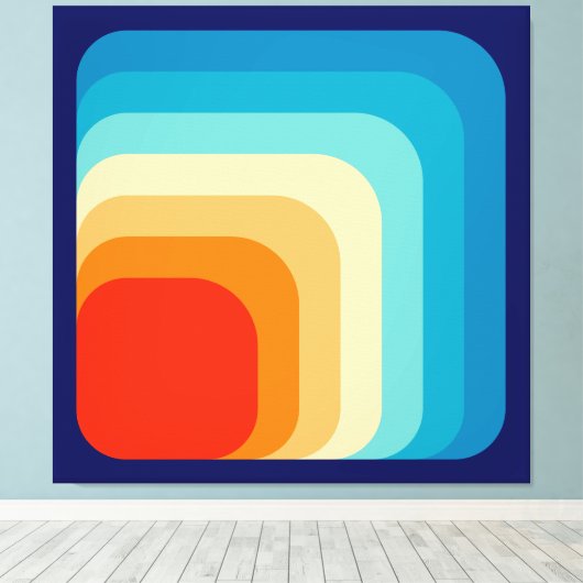70s Square Rainbow キャンバスプリント (インサイチュ (ウッドフロア))