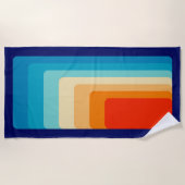 70s Square Rainbow ビーチタオル (正面)