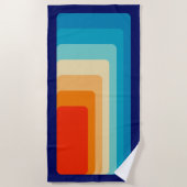 70s Square Rainbow ビーチタオル (正面)