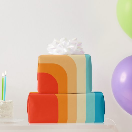 70s Square Rainbow ラッピングペーパー (パーティーギフト)