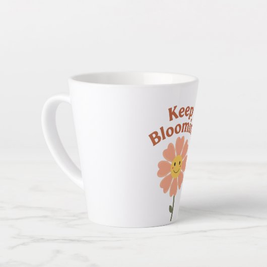 70s Style Happy Flower Graphic カフェラテマグ (左アングル)