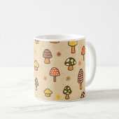 70s Style Retro Mushrooms コーヒーマグカップ (正面右)