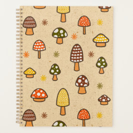 70s Style Retro Mushrooms Spiral Notebook プランナー手帳