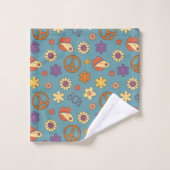 70s Style Towel Retro Boho Eclectic Bath Art バスタオルセット (ウォッシュタオル)