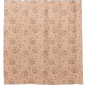 70s Vibe Curtain Funky Pastel Christmas Design シャワーカーテン (正面)