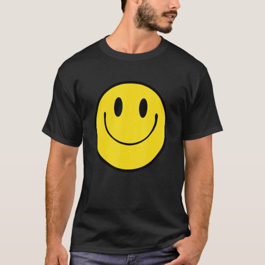 70s Yellow Smile Face  Cute Happy Peace Happy Face Tシャツ (正面)