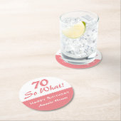 70soことわざスおもしろいクリプトピンク70th誕生日 ラウンドペーパーコースター (インサイチュ)