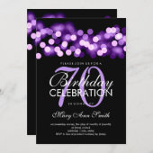 70thエレガントバースデーパーティーパープルハリウッドグラム 招待状 (正面/裏面)