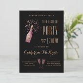 70thエレガントバースデーパーティーブラック金ゴールドシャンパン 招待状 (スタンド正面)