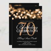 70thエレガントバースデーパーティー金ゴールドハリウッドグラム 招待状 (正面/裏面)