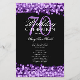 70thエレガント誕生日パーティプログラムパープルメニュー