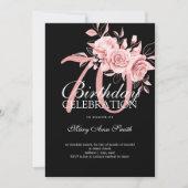 70thエレガント誕生日パーティーバラ金ゴールドフローラ 招待状 (正面)