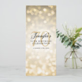 70thエレガント Birthday Partyメニュー金ゴールド《写真》ぼけ味 招待状 (スタンド正面)