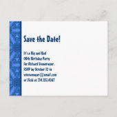 70thサプライズ誕生日日付の青いパターンを保存 案内ポストカード (裏面)