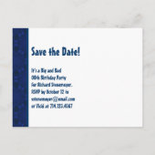 70thサプライズ誕生日日付の青いパターンを保存 案内ポストカード (裏面)