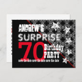 70thサプライズ誕生日日付を保存する対角線W71 案内ポストカード (正面/裏面)