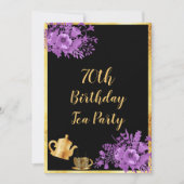 70thバースデーティーパーティの招待状金ゴールドブラック金ゴールド 招待状 (正面)