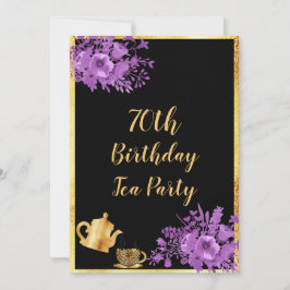 70thバースデーティーパーティの招待状金ゴールドブラック金ゴールド 招待状