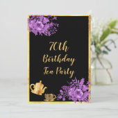 70thバースデーティーパーティの招待状金ゴールドブラック金ゴールド 招待状 (スタンド正面)