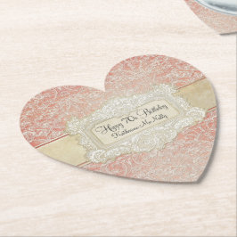 70thバースデーパーティヴィンテージレースリーフランスのジェンシー ペーパーコースター