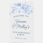 70thバースデーパーティーウェルカムブルーバラフローラ アクリルサイン (傾斜)