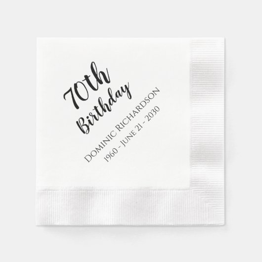 70thバースデーパーティーカクテルナプキンスカスタム 縁ありカクテルナプキン (正面)