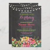 70thバースデーパーティーシャルボードフローラピンク招待状 招待状 (正面/裏面)