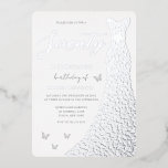 70thバースデーパーティーシルバーフォイルハートドレ実在ス 箔招待状<br><div class="desc">70th Birthday Party Silver Foilハートドレスホイル実在招待状ニッチとネストストアで他の招待状を参照</div>