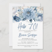70thバースデーパーティーダスティーブルーフローラ 招待状 (正面)